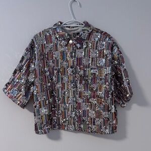 Dazzling Sequin Button Down Shirt